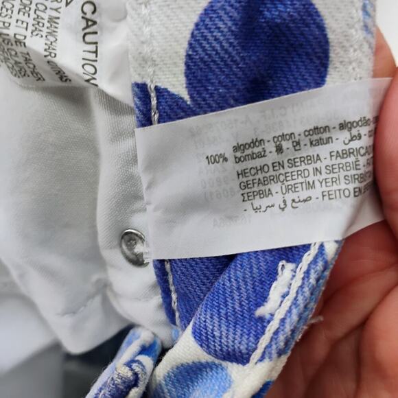 Zara Jeans Size 4 Blue White Flowers High Rise Straight Flat Front Pants Denim - Picture 13 of 13